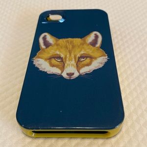 Tory Burch Authentic Green Yellow Snap Apart Hardshell iPhone Case with Fox Head